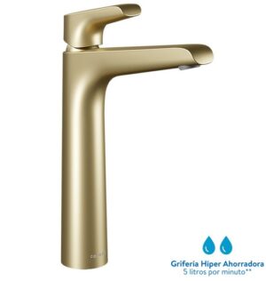 llave lavamanos monoc cascade dorada alta